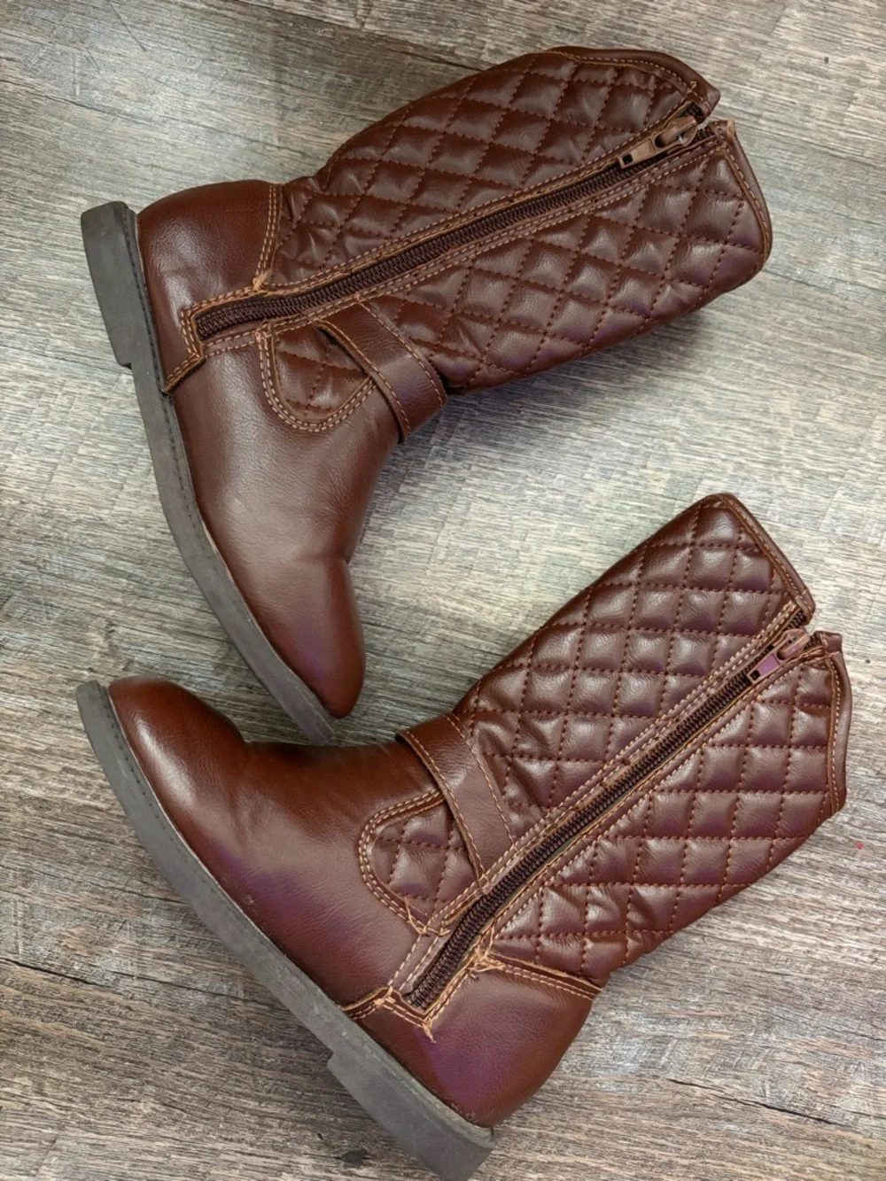 Carter’s Toddler Girls Quilted Buckle Brown Mid-Calf Boots